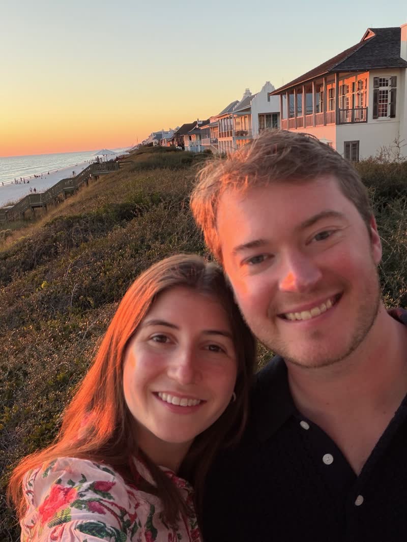 Chad and Anna at sunset on the coast