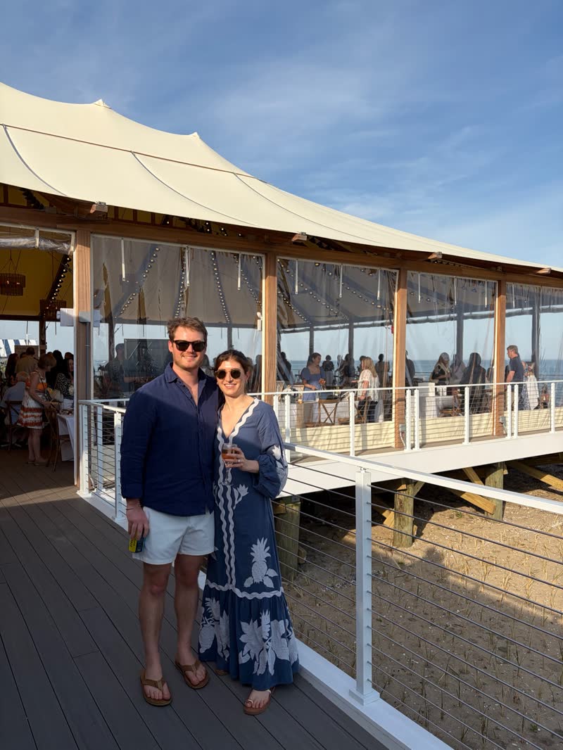 Chad and Anna at the Popponesset Inn sailcloth tent