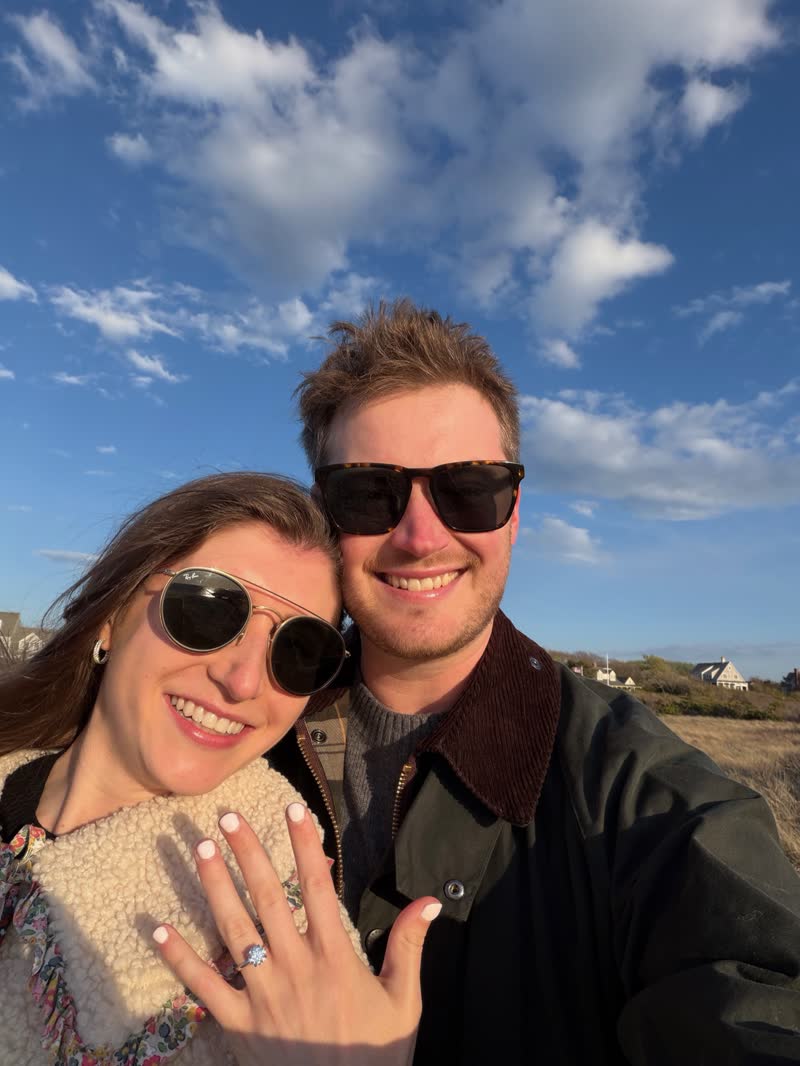 Chad and Anna ring selfie on Cape Cod