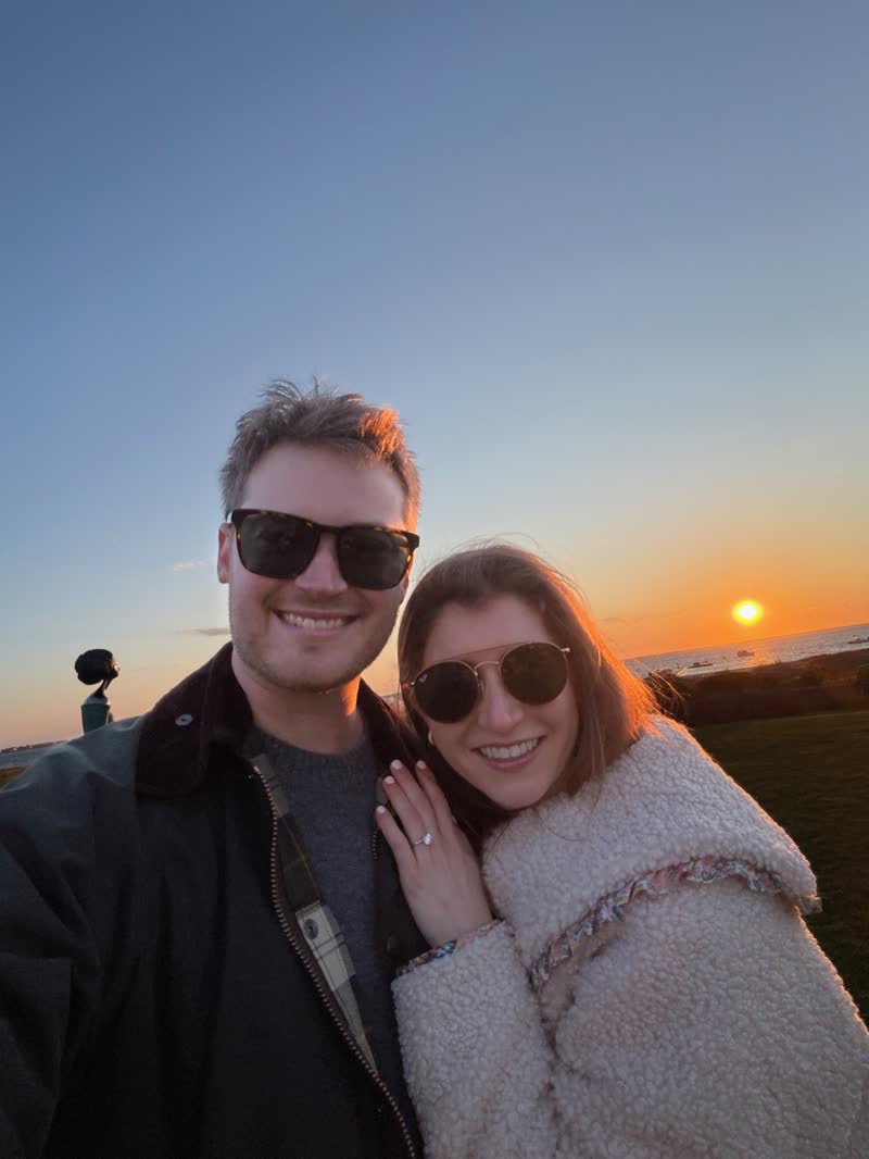 Chad and Anna sunset selfie with ring