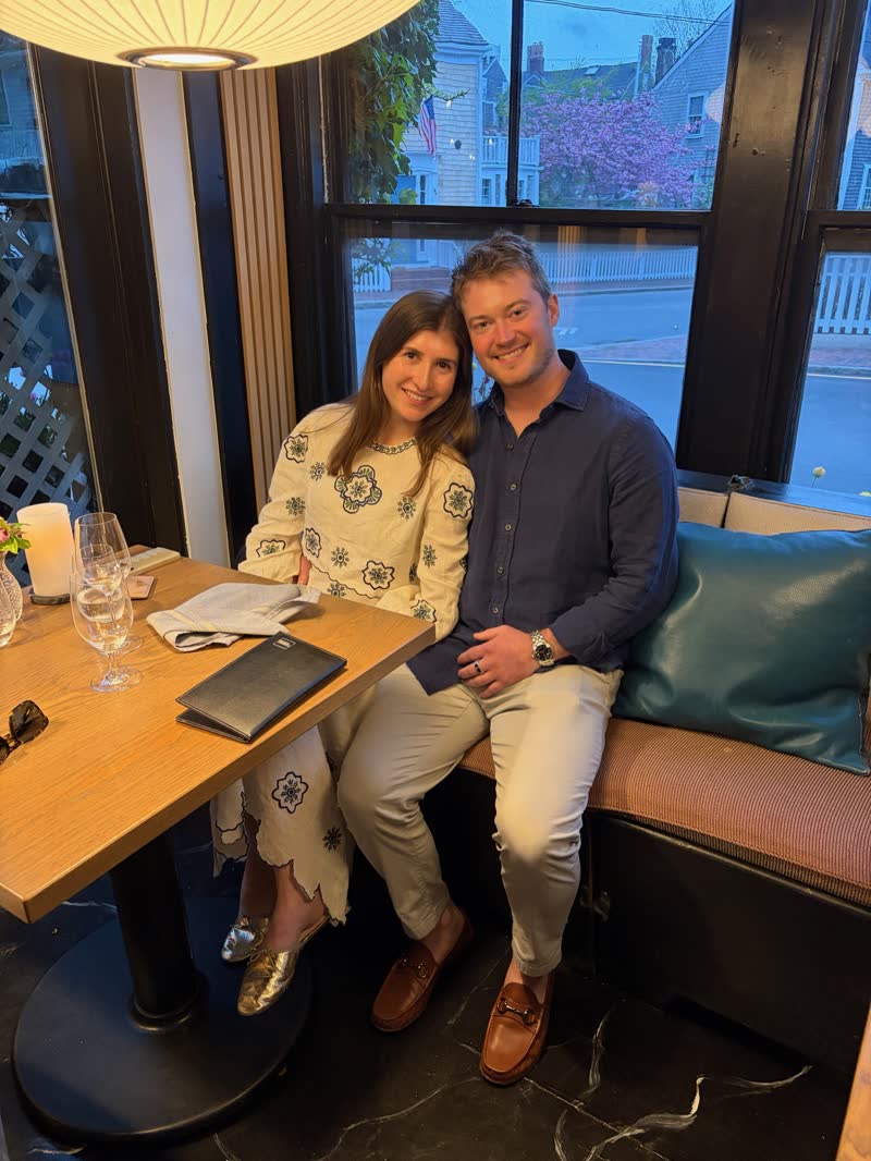 Chad and Anna at dinner
