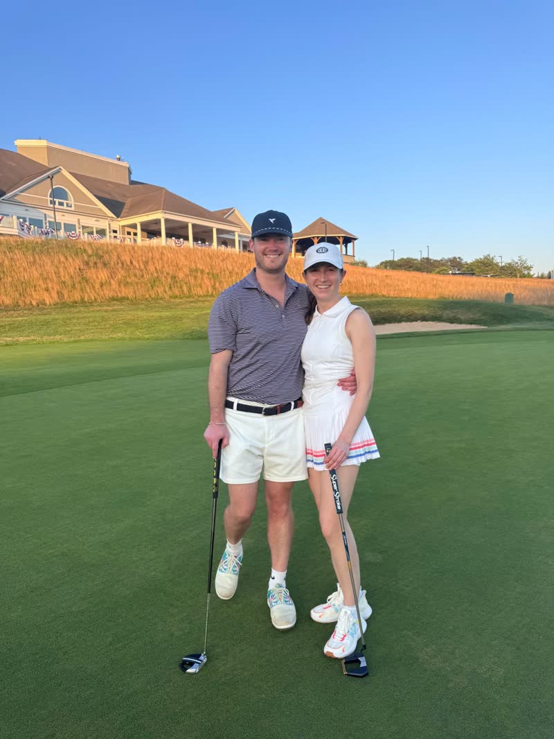 Chad and Anna on the putting green